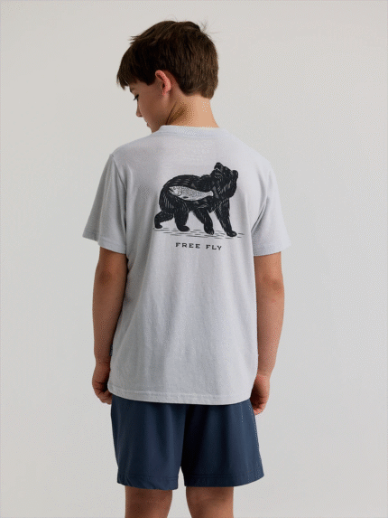 Youth Wild Caught Tee - Heather Aspen Grey