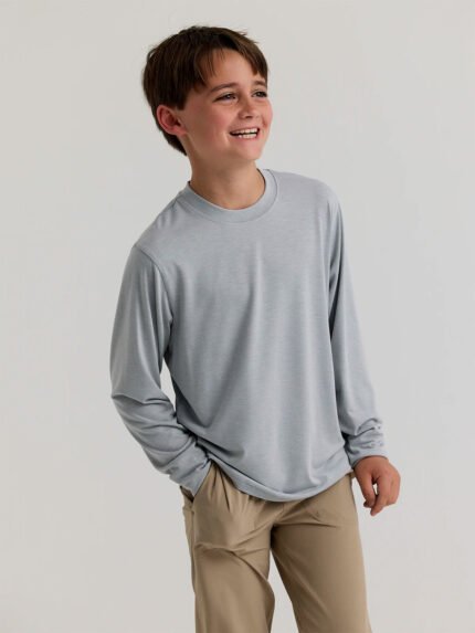 Youth Bamboo Shade Long Sleeve - Heather Aspen Grey