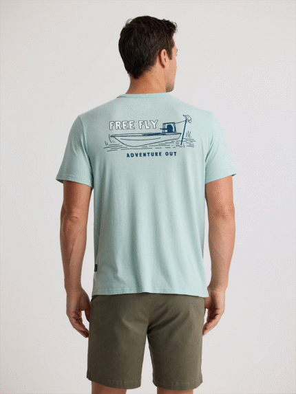 Lazy Tides Pocket Tee - Heather Ocean Mist