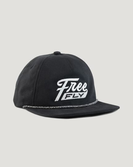 Retro Script Flat Brim Hat - Black