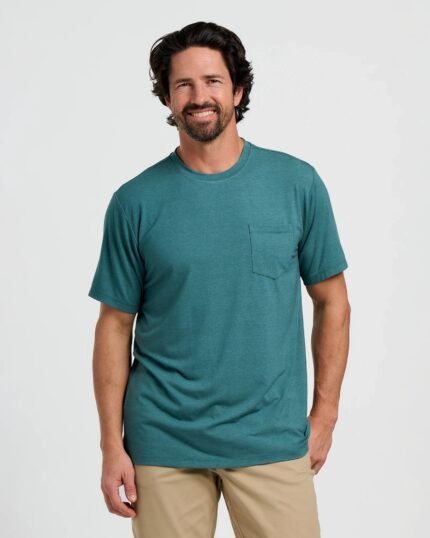 Men's Bamboo Flex Pocket Tee - Heather Sea Pine