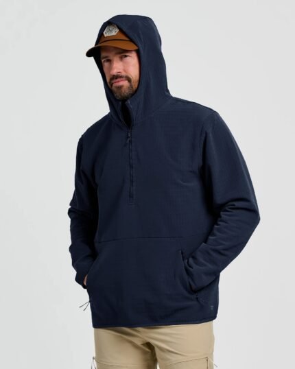 Men's Gridback Fleece Anorak Hoodie - Deep Navy