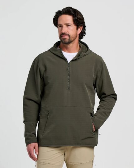 Men's Gridback Fleece Anorak Hoodie - Dark Forest