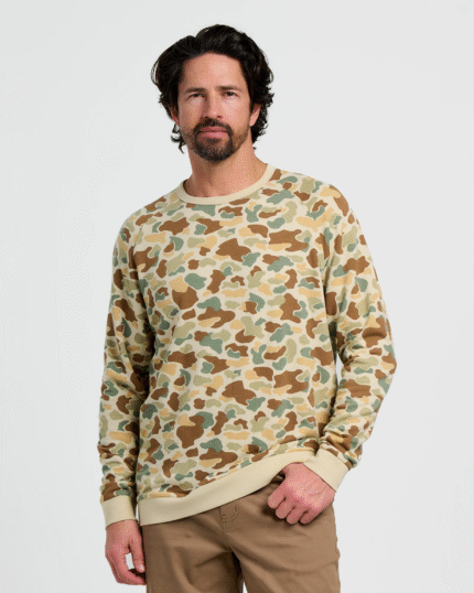 Men's Bamboo Lightweight Fleece Crew - Vintage Camo