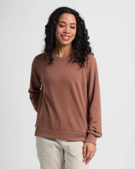 Women's Bamboo Lightweight Fleece Crew - Nutmeg