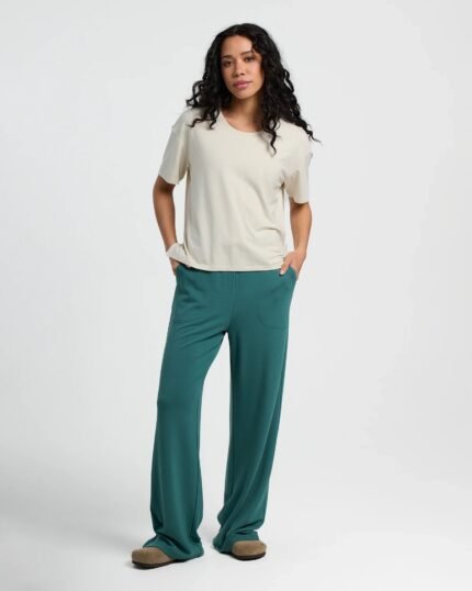 Women's Bamboo Lightweight Fleece Wide Leg Pant - Sea Pine